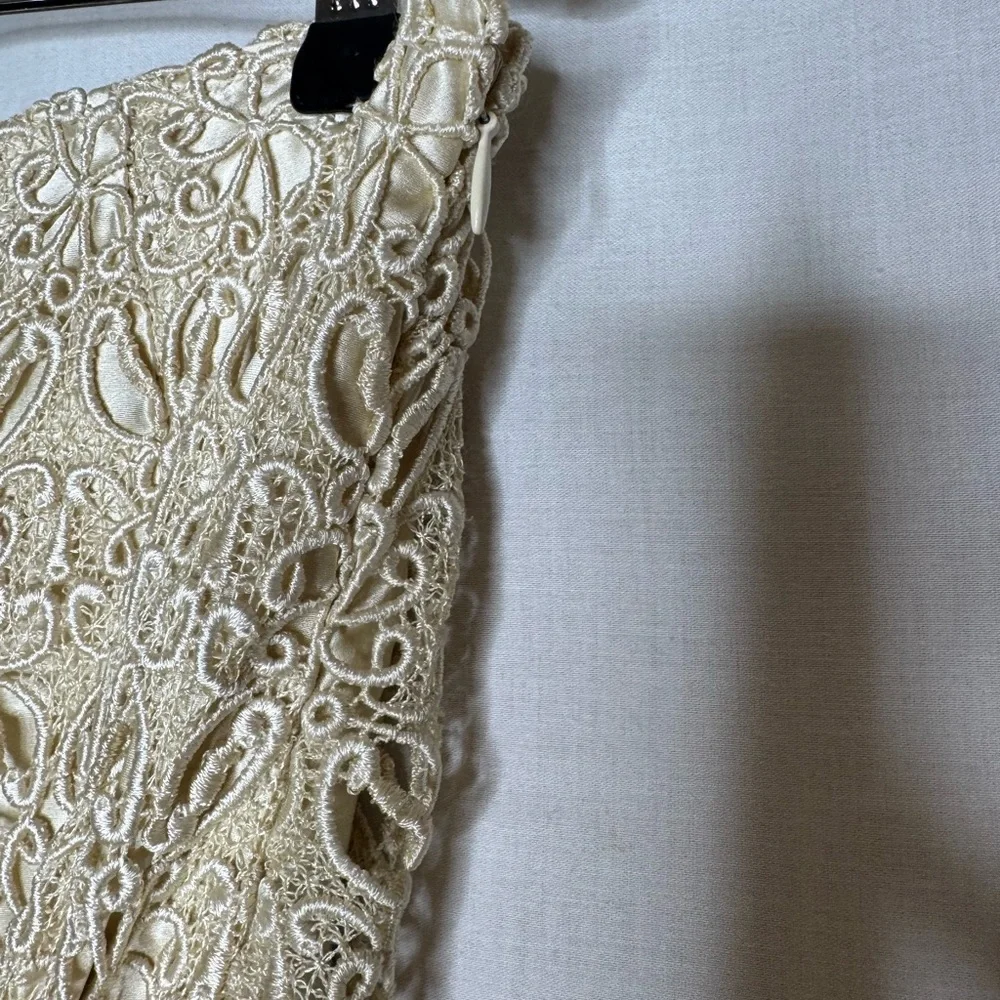 Lafayette Women Lace Overlay Skirt Sz 8 Coquette Ethereal Whimsical Boho Cottage